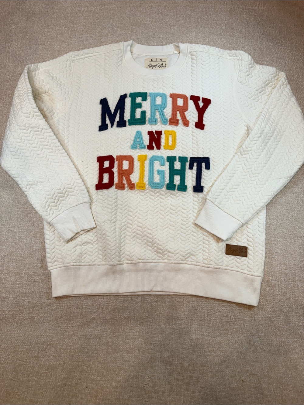 August Bleu Cream 'Merry and Bright' Crewneck Sweater